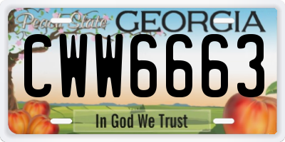 GA license plate CWW6663