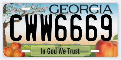 GA license plate CWW6669