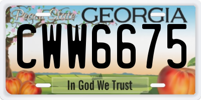 GA license plate CWW6675