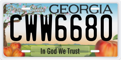 GA license plate CWW6680