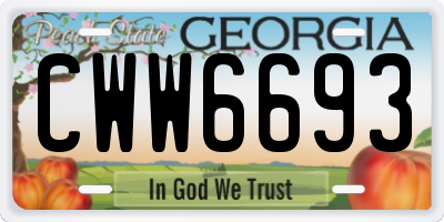 GA license plate CWW6693
