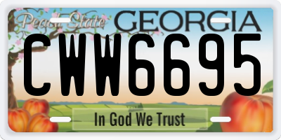 GA license plate CWW6695