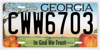GA license plate CWW6703