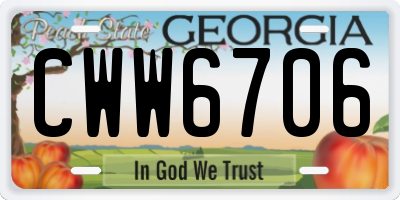 GA license plate CWW6706