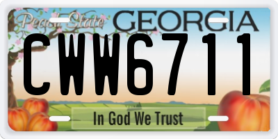 GA license plate CWW6711