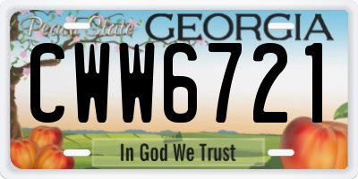 GA license plate CWW6721