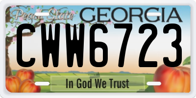 GA license plate CWW6723