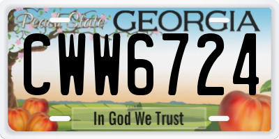 GA license plate CWW6724