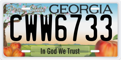GA license plate CWW6733