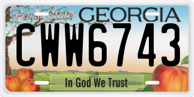 GA license plate CWW6743