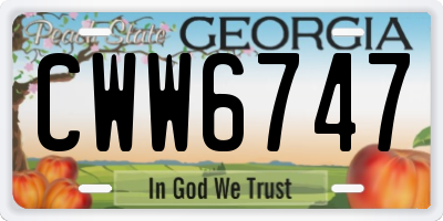 GA license plate CWW6747