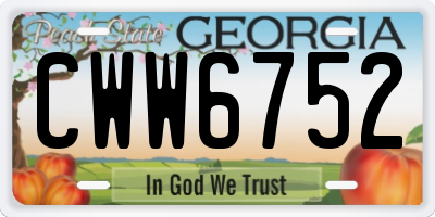 GA license plate CWW6752