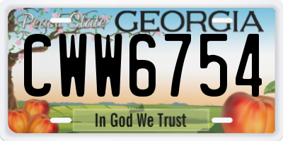 GA license plate CWW6754