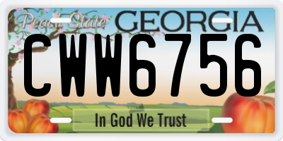 GA license plate CWW6756