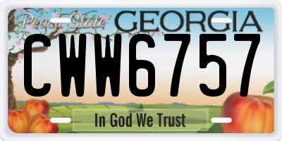 GA license plate CWW6757