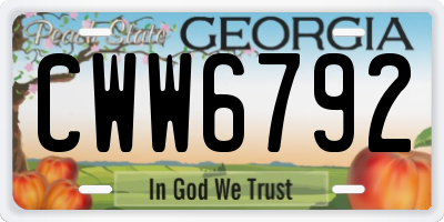 GA license plate CWW6792
