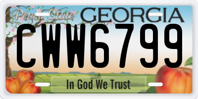GA license plate CWW6799