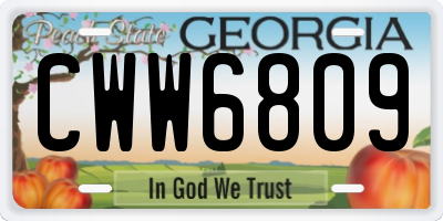 GA license plate CWW6809