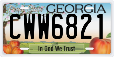 GA license plate CWW6821