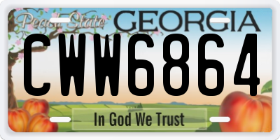 GA license plate CWW6864