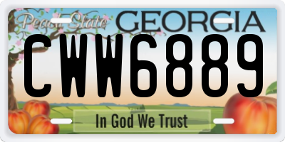 GA license plate CWW6889
