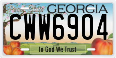 GA license plate CWW6904
