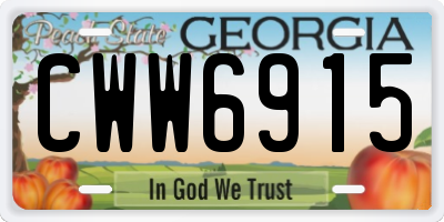 GA license plate CWW6915