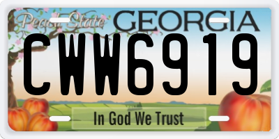 GA license plate CWW6919