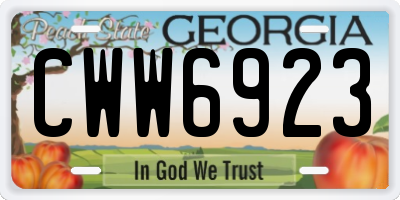 GA license plate CWW6923