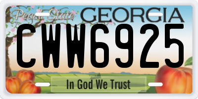 GA license plate CWW6925