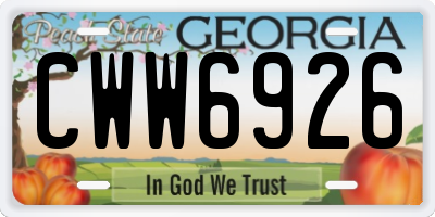 GA license plate CWW6926