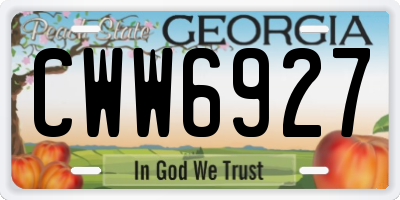 GA license plate CWW6927