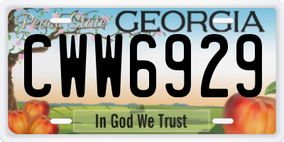 GA license plate CWW6929