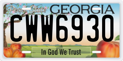 GA license plate CWW6930