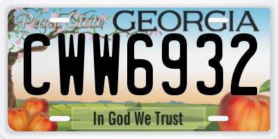GA license plate CWW6932