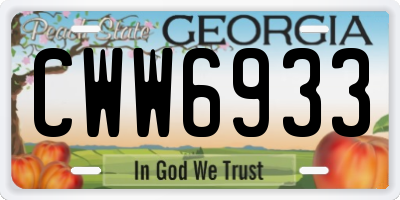 GA license plate CWW6933
