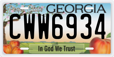 GA license plate CWW6934