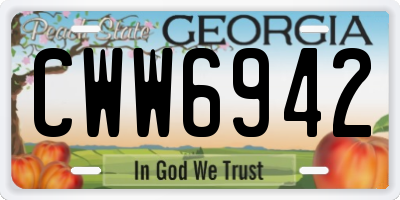 GA license plate CWW6942