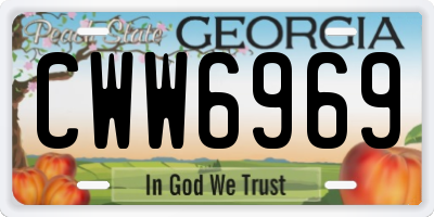 GA license plate CWW6969