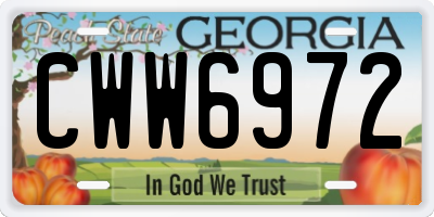GA license plate CWW6972