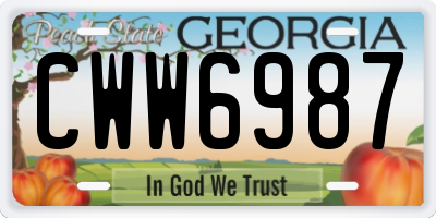 GA license plate CWW6987