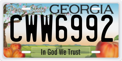 GA license plate CWW6992