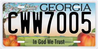 GA license plate CWW7005