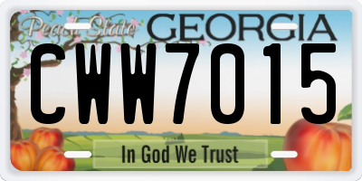 GA license plate CWW7015