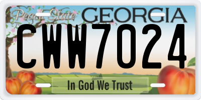GA license plate CWW7024