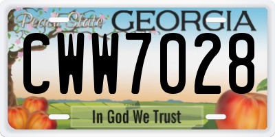 GA license plate CWW7028