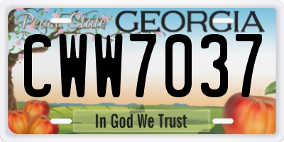 GA license plate CWW7037