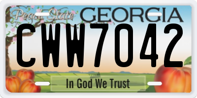 GA license plate CWW7042