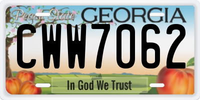GA license plate CWW7062