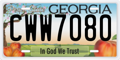 GA license plate CWW7080